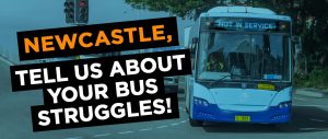 Have you say about your bus struggles in Newcastle - text over bus image